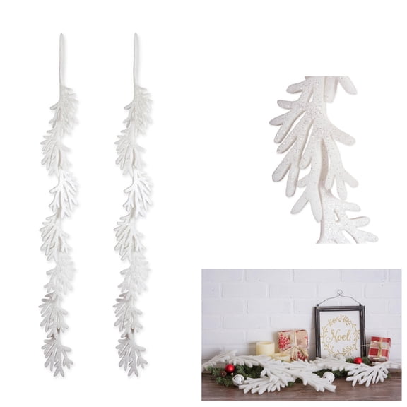 DII Modern Styrofoam Hanging Garland Leaves in White (Set of 2)