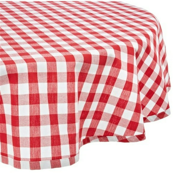 Design Imports Checkers Red & White Tablecloth 70" Round, Seats 4-6