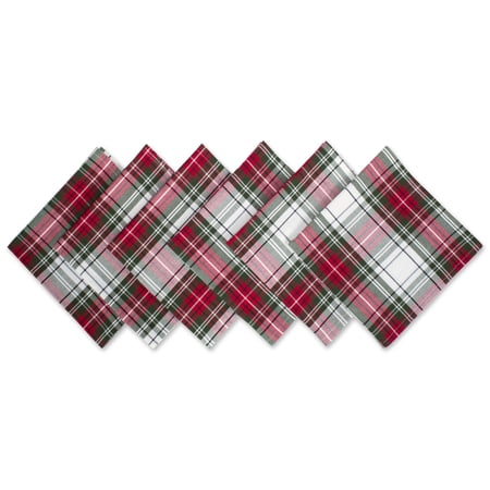 DII Christmas Plaid 100% Cotton Oversized Napkin for Holidays, Family Gatherings, & Christmas Dinner - Set of 6 (20x20")