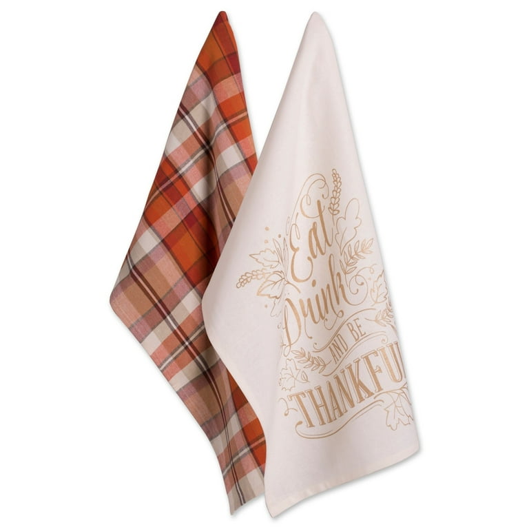 Autumn Plaid Kitchen Tea Towels, Set of 3