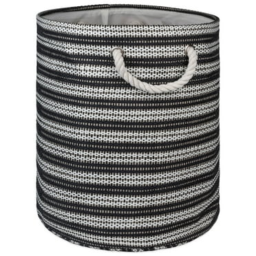 Design Imports DII Round Basketweave Decorative Storage Bin Black/White Large