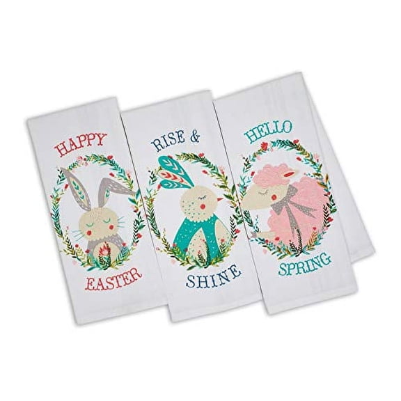 Design Imports DII Wreath Easter Portraits Printed Dishtowels - Set of 3