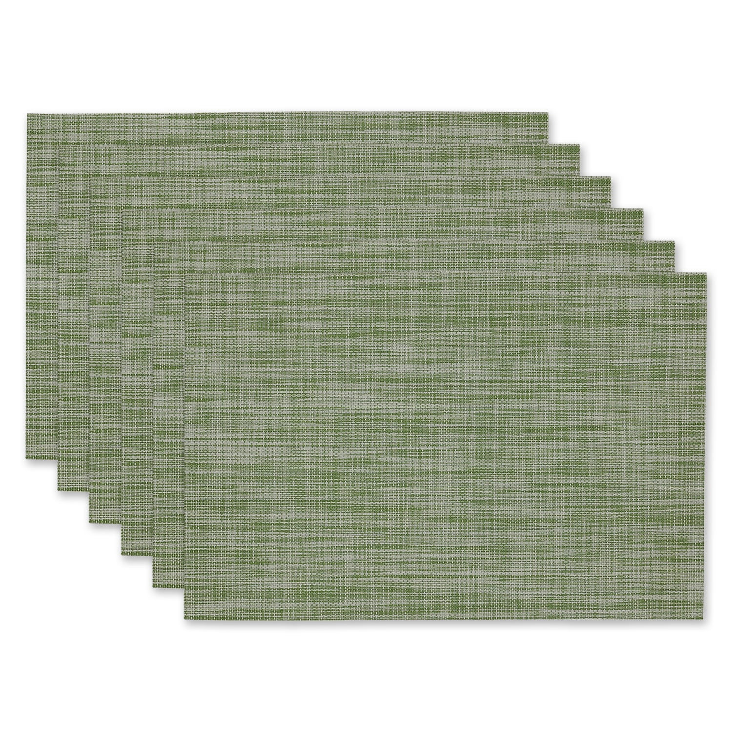 Fig Green Vinyl Tweed Placemats Set of 6
