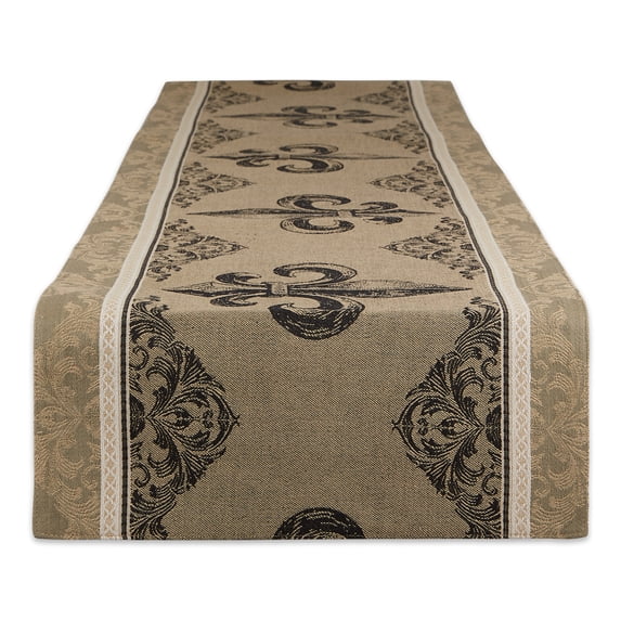 Design Imports Fleur De Lis Stripe Jacquard Table Runner - 14 x 72"