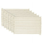 Design Imports Fringe Brown Variegated Kitchen Placemat Set Set of 6 Natural