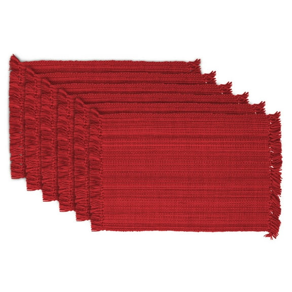 DII Variegated Tango Red Fringe Placemat (Set of 6)
