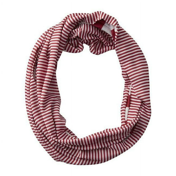 Design Imports GDY101-CRI 10 x 31 in. Game Day Stripes Infinity Scarf - Crimson & White