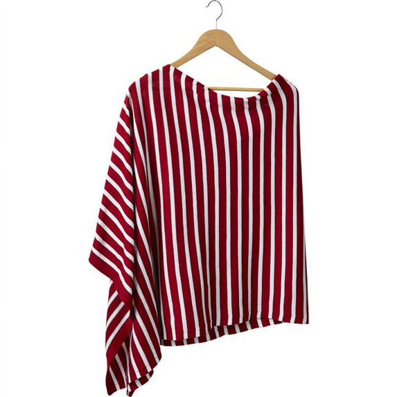 Design Imports GPON16-RED 26 x 67 in. Game Day Narrow Stripe Cotton Poncho - Red White
