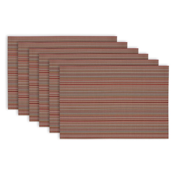Tango Red Pvc Micro Stripe Placemat (Set of 6)
