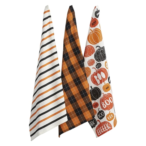 DII Pumpkin Boo! Halloween Dishtowel Set/3