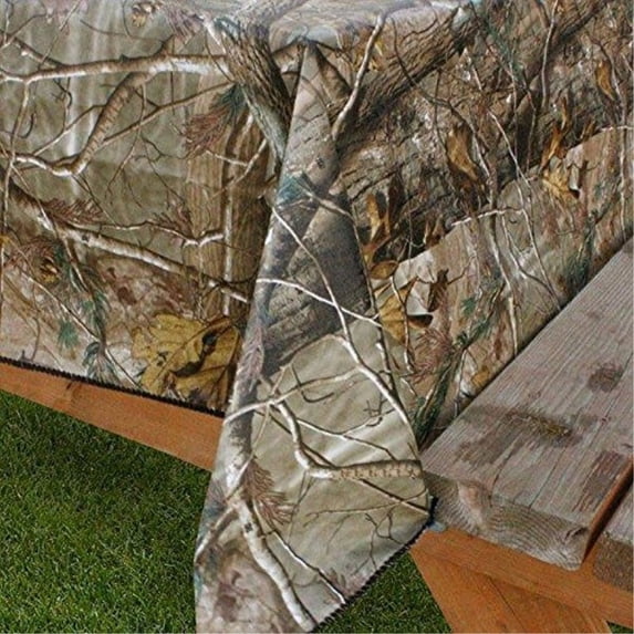 Design Imports Realtree AP PEVA Vinyl Tilecloth Flannel Backed Camouflage Print Indoor Outdoor 60-Inch Round
