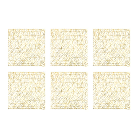 Design Imports Square Woven Paper Kitchen Placemat Set, Set of 6, 16"x16", 100% Natural Woven Paper, Multiple Colors/Shapes