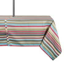 DII Summer Stripe Outdoor Tablecloth With Zipper 60x84
