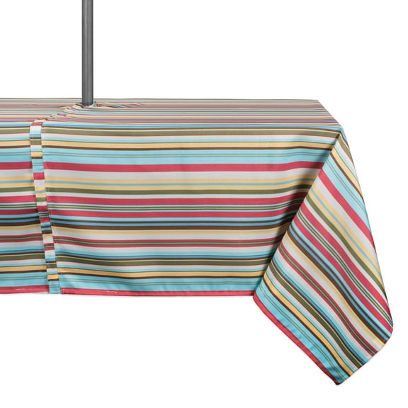 DII Summer Stripe Outdoor Tablecloth With Zipper 60x84