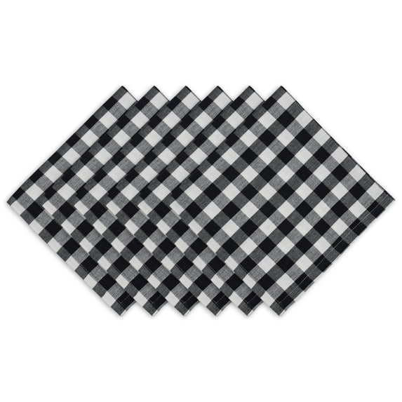DII Modern Style Fabric Vintage Farm Check Napkin in Black (Set of 6)