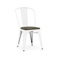 thumbnail image 1 of Design Lab MN LS-9000-WHTW Amalfi Steel Stackable Wood Seat Side Chair - Glossy White, Set Of 4, 1 of 1