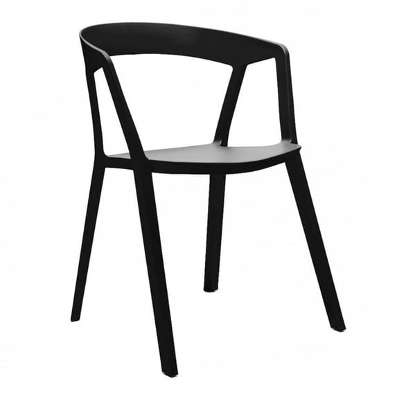 Design Lab MN Milan Black Modern Stackable Arm Chair (Set of 4)