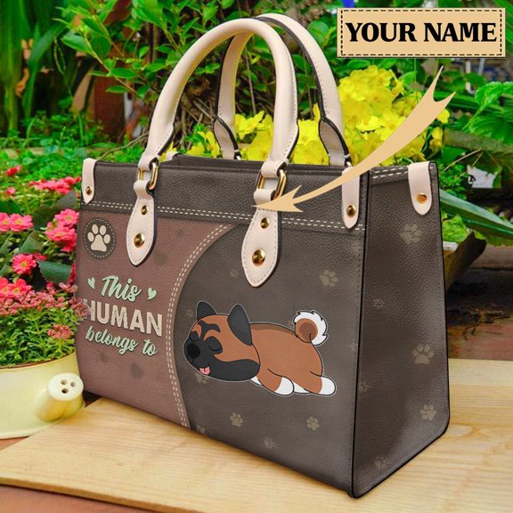 Design Ladies Dog Lovers Personalized Bull Dog Name PU Leather Premium Shoulder Bags for Women Leather Tote Bag