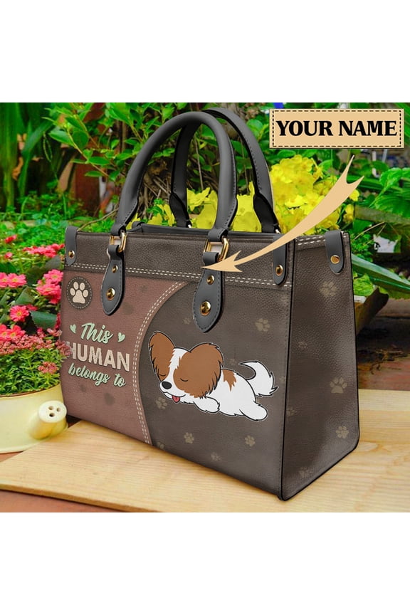 Design Ladies Dog Lovers Personalized Bull Dog Name PU Leather Premium Shoulder Bags for Women Leather Tote Bag