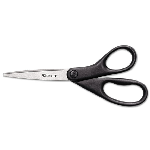 Design Line Straight Stainless Steel Scissors, 8" Long, 3.13" Cut Length, Black Straight Handle | Bundle of 5 Each