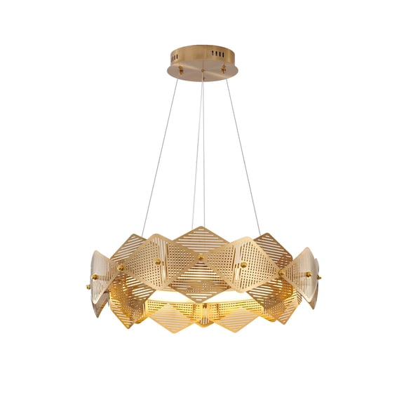 Design Living 1-Light Brass Stainless Steel Cage Frame LED Chandelier