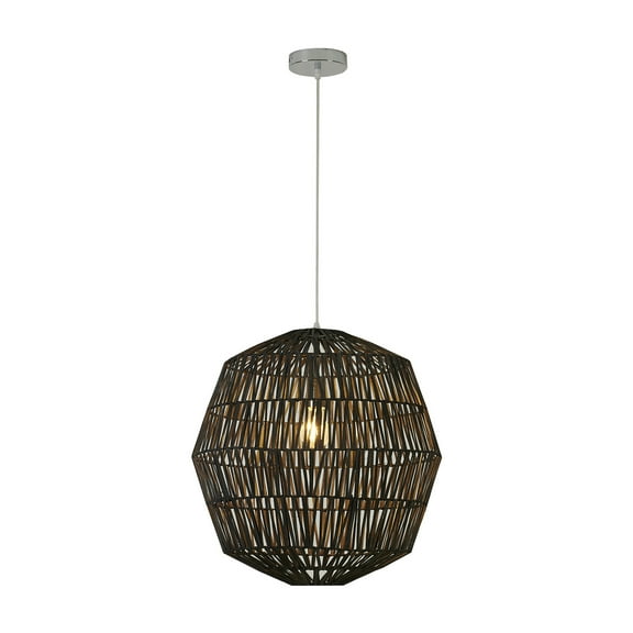 Design Living 1-Light D20" Black Weaved Rope Pendant Light with Chrome Hardware