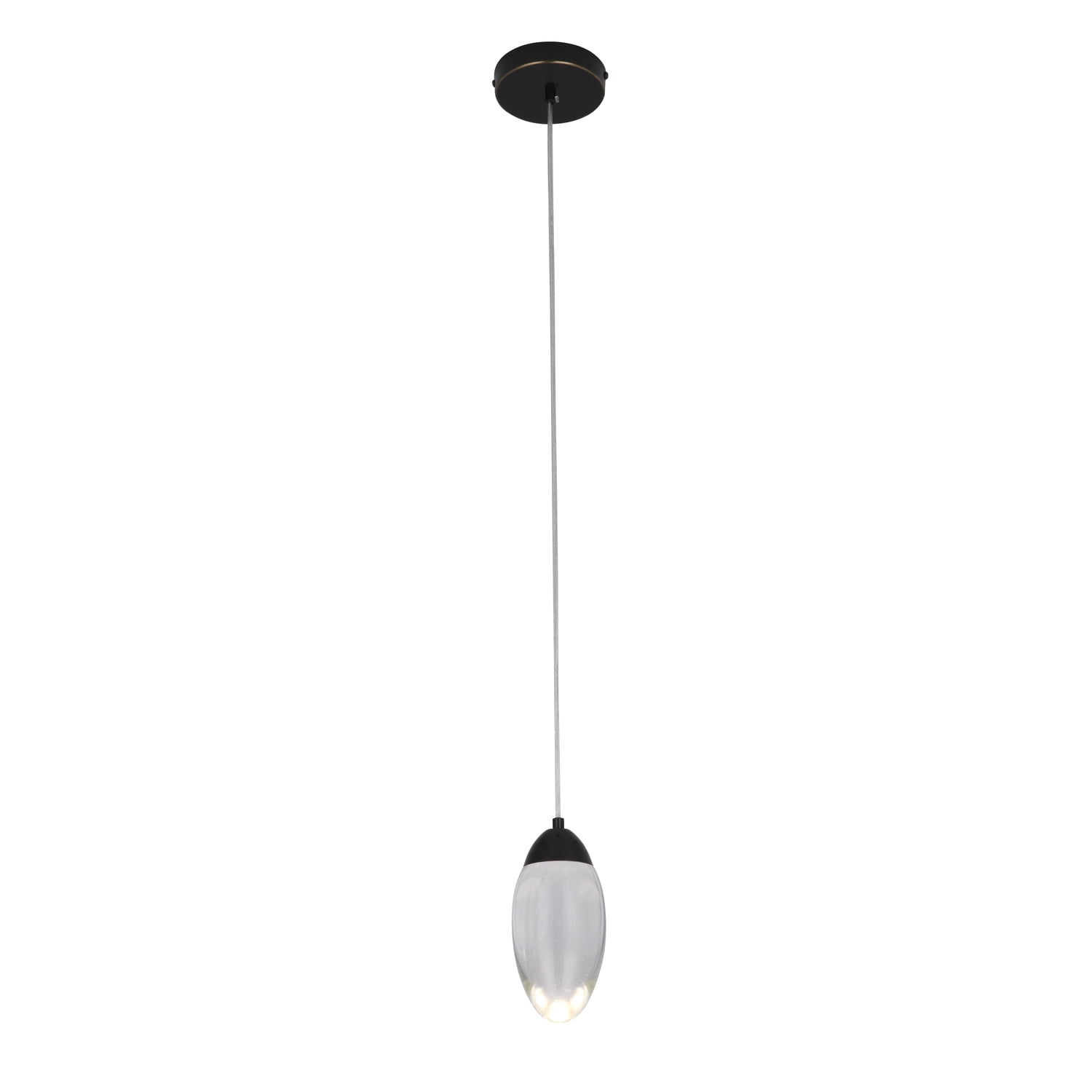Matte Black LED Pendant with Clear Crystal Shade