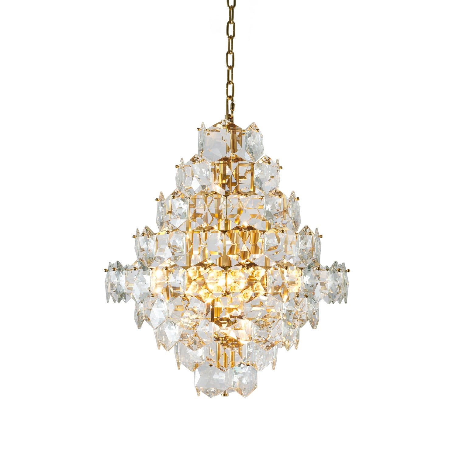 24" Brass and Crystal 12-Light Chandelier