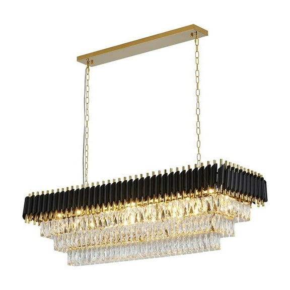 Bethel International Chandelier in Black & Gold Color