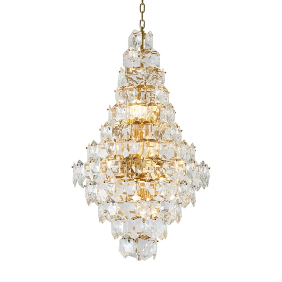 Design Living 15-Light D24'' Clear Crystal Chandelier with Brass Hardware