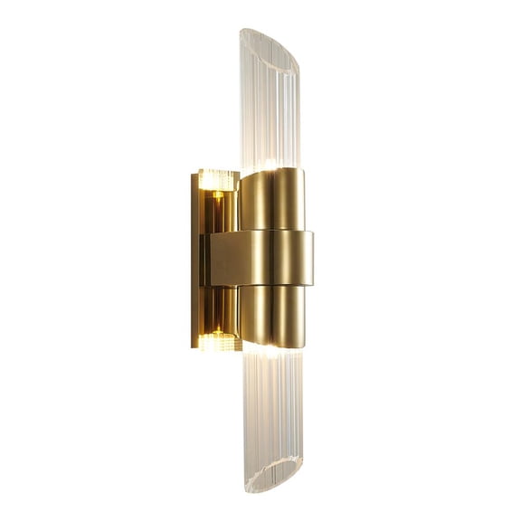 Design Living 2-Light H23.6-In Gold Stainless Steel Wall Sconce With Clear Glass Shades