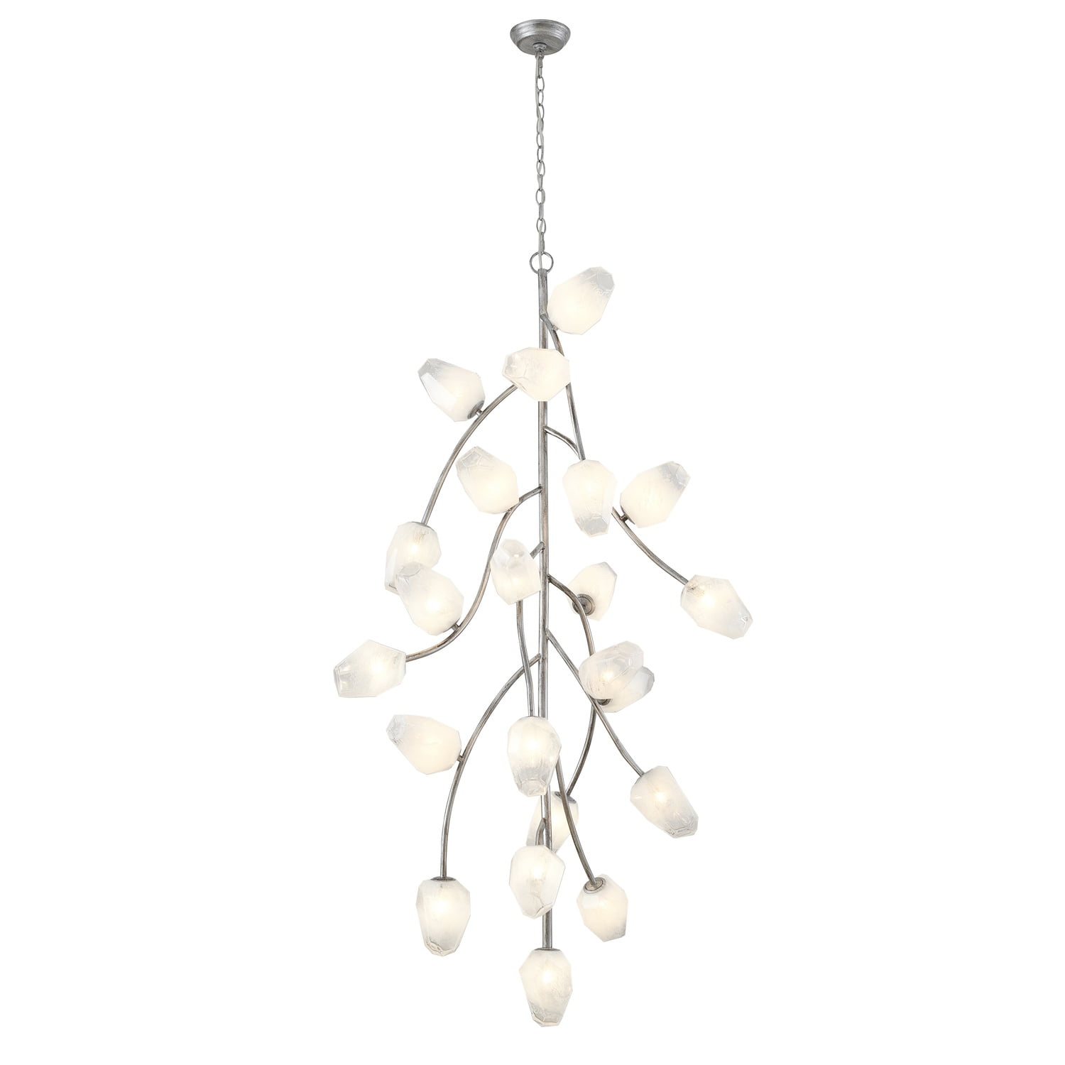 Design Living 22-Light Antique Silver Chandelier With White Glass Shades