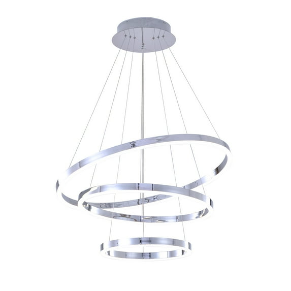 Design Living 3-Light Chrome LED Dimmable Chandelier With Three Halo Rings