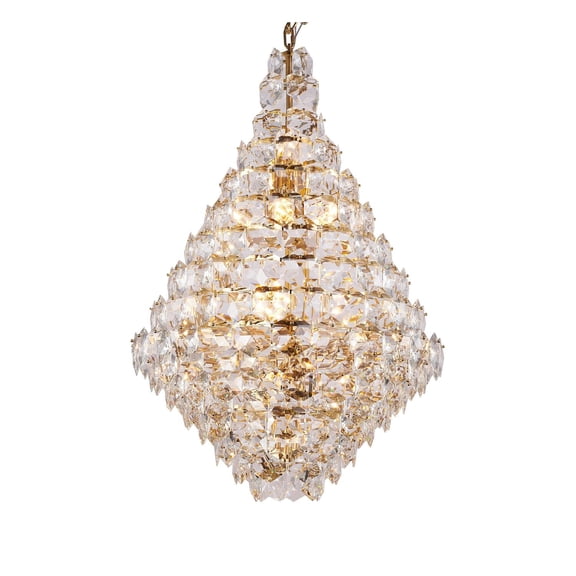 Design Living 36-Light Brass Steel Chandelier With Clear Crystal Accents