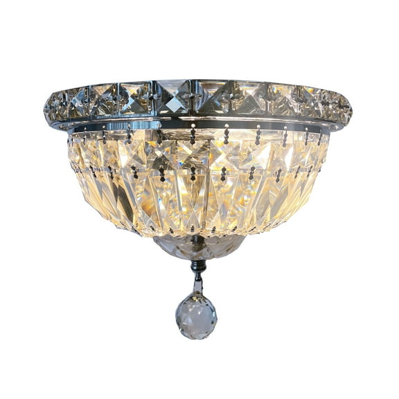 Design Living 4-Light Chrome Metal Flush Mount With Clear Crystals