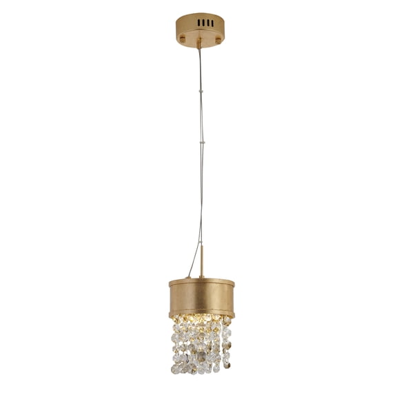 Design Living 6" Gold Metal LED Pendant With Crystals