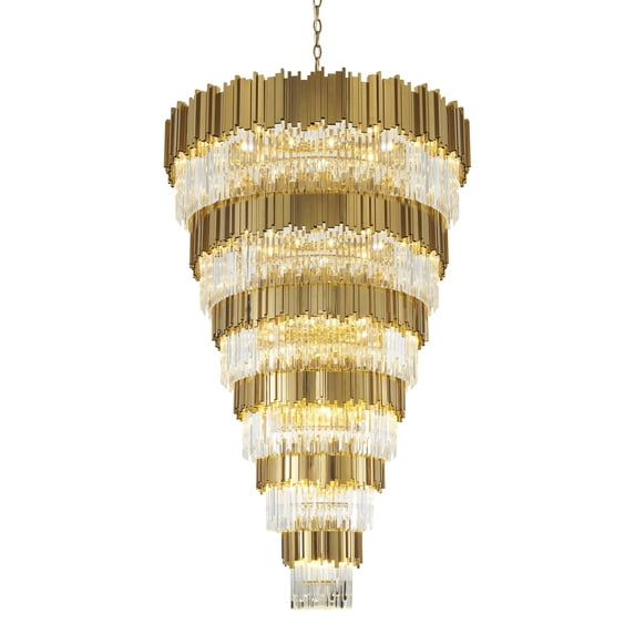 Design Living 60-Light Gold Chandelier With Clear Crystals