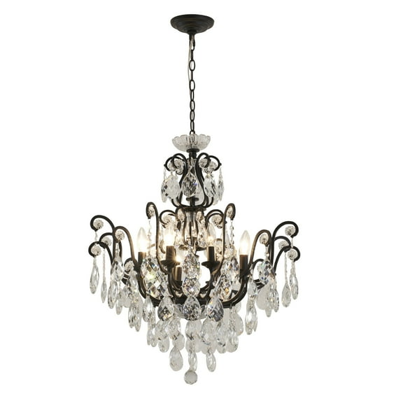 Design Living 8-Light D26'' Matte Black Chandelier With Crystals