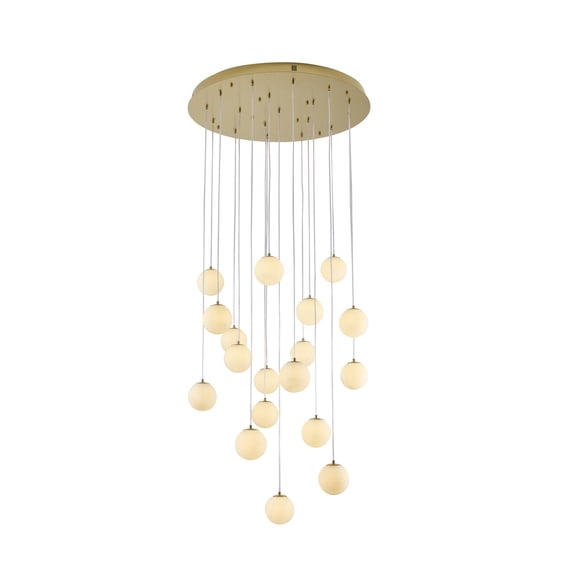 Design Living Chandelier, Brass, 32" x 32" x 144"