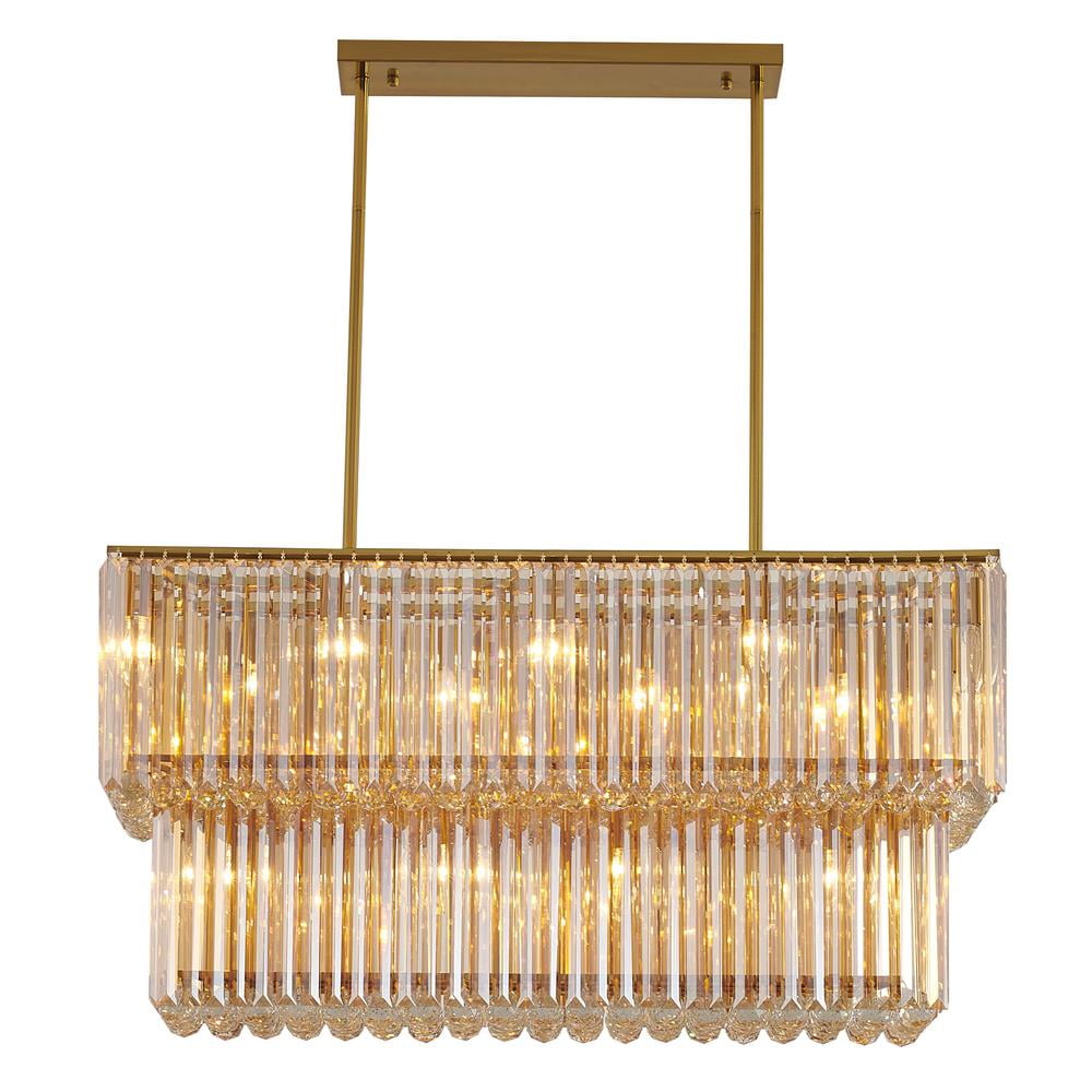 Bethel 38" Satin Brass Chandelier with Clear Crystal Balls