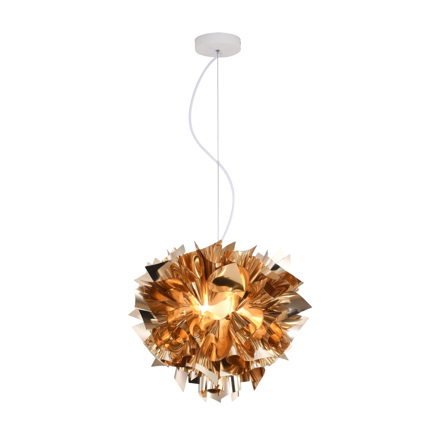 Shiny Gold Iron and Acrylic Flower Shape Chandelier