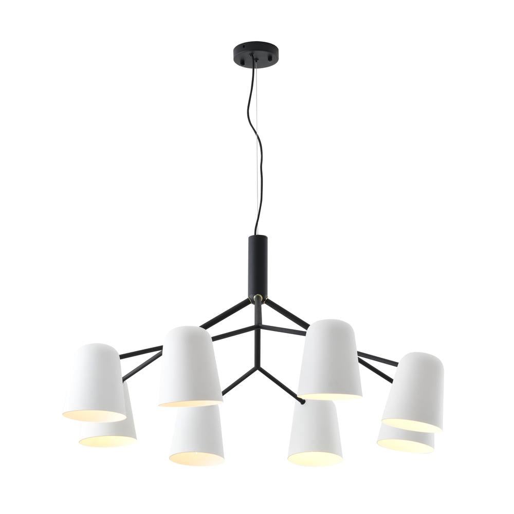 Modern Black and White Metal Chandelier with Aluminum Shades