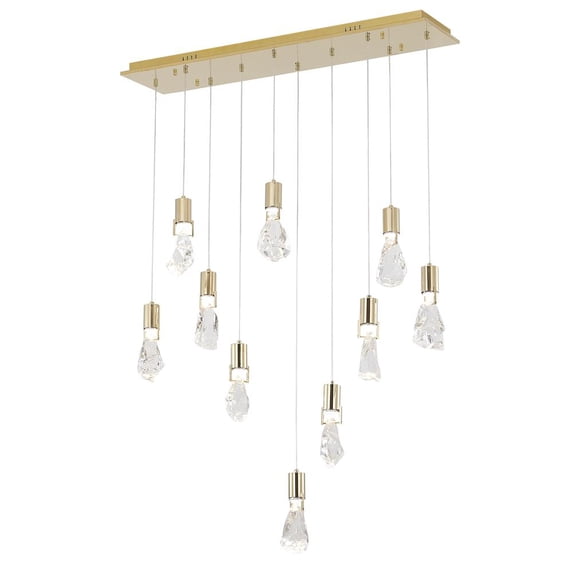 Bethel International Chandelier Brushed Gold Stainless Steel & Crystal