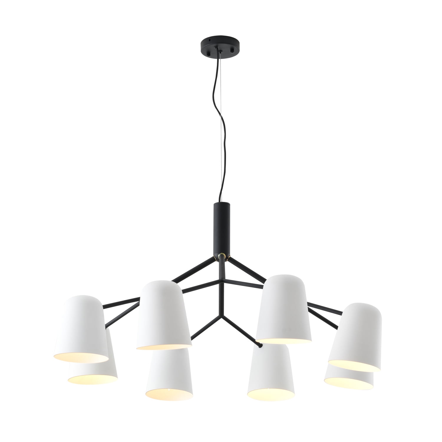 Modern Black and White Metal Chandelier with Aluminum Shades