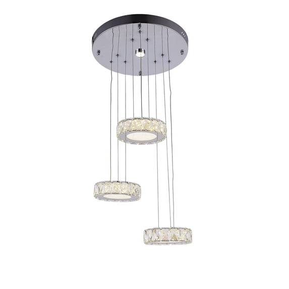 Design Living D16'' Three Light Hanging Pendant LED Chandelier with Chrome Hardware