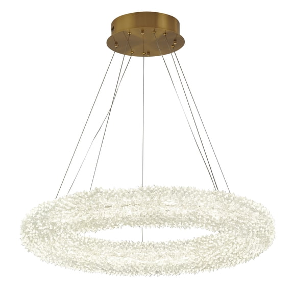 Design Living Dimmable Brass LED Chandelier With A Spiky Crystal Halo