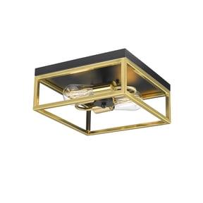 Bethel International Flush Mount Black & Gold Iron