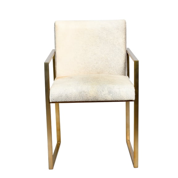 Design Living H33" Gold Stainless Steel Chair With Grey Leather Seat