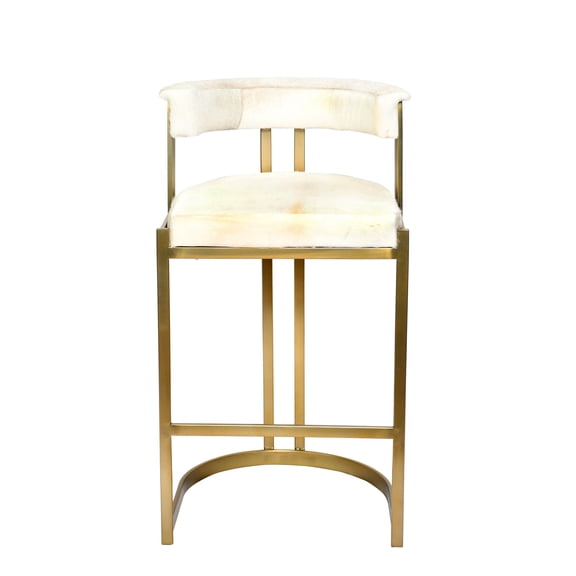 Design Living H39" Gold Stainless Steel Chair With Grey Leather Seat