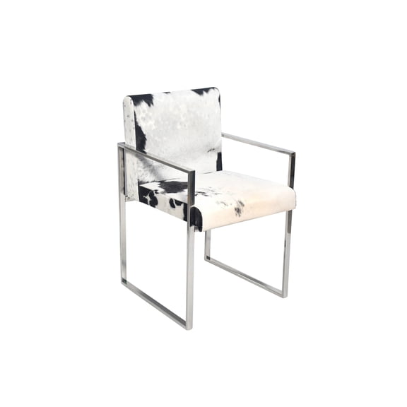 Design Living L21'' Chrome Stainless Steel Chair with Black and White Hairline Leather